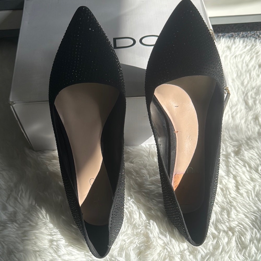 Black Aldo Glitter Rhinestones Pumps